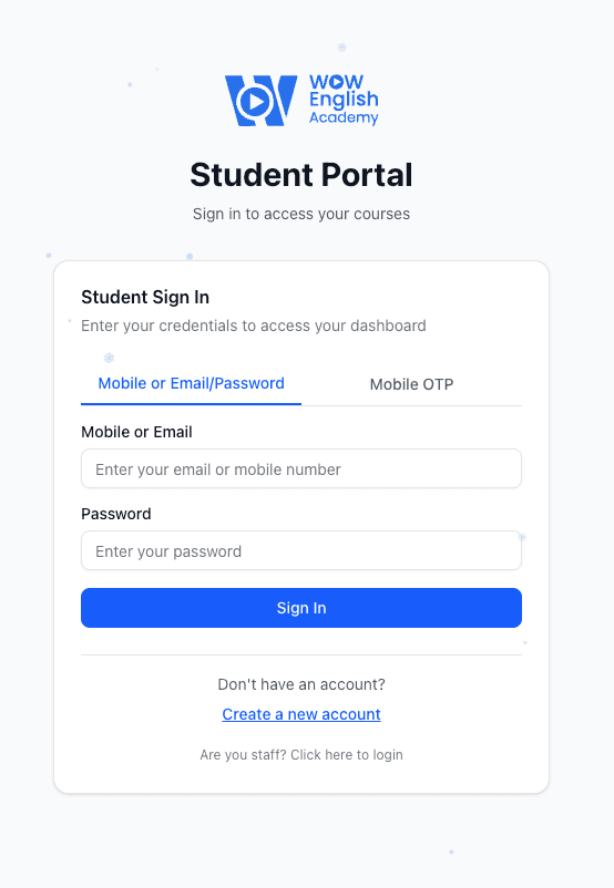 Image - Login Page (https://www.wowenglish.lk/student/login)